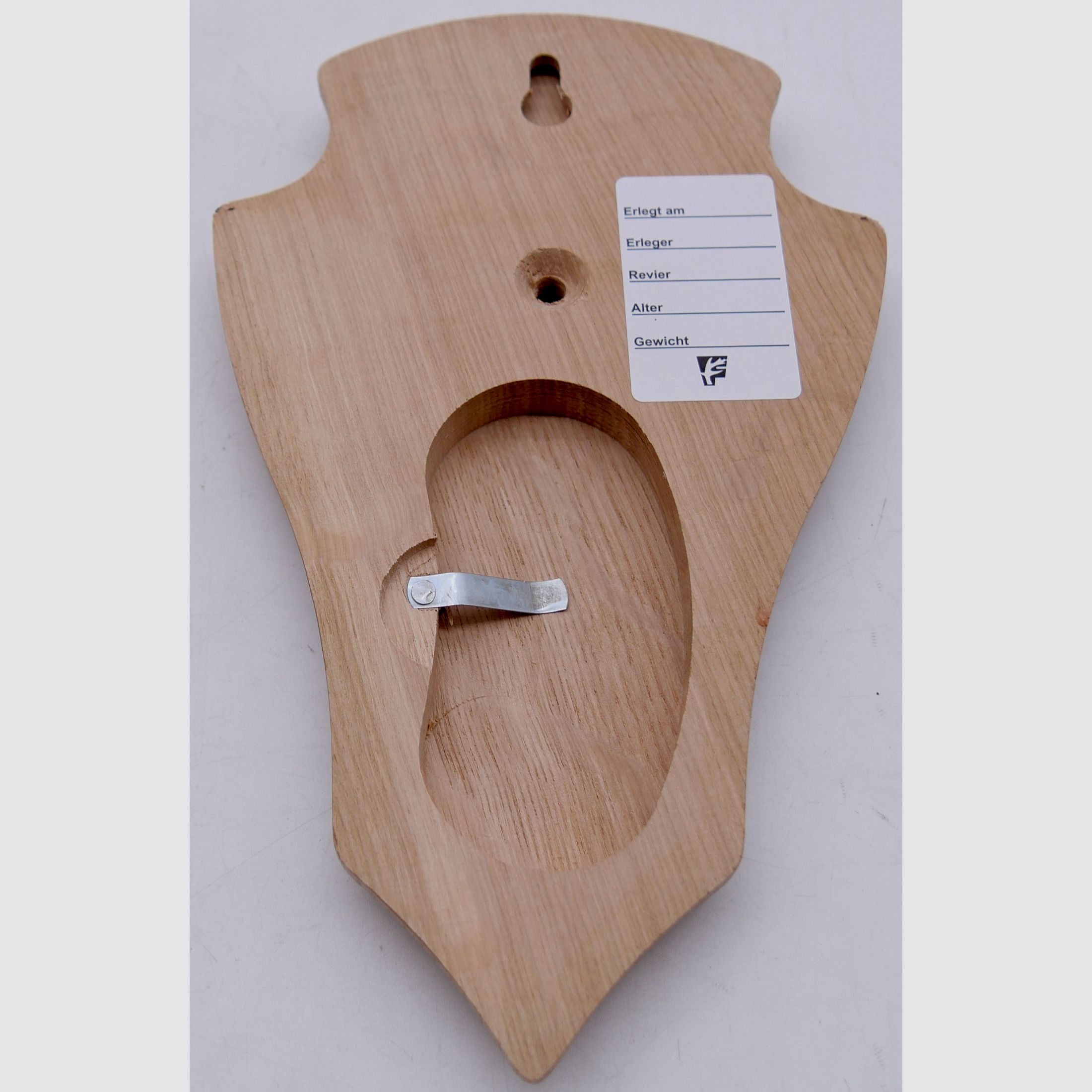 Wappenschilder für Rehtrophäen Doppelfräsung aus Eichenholz Hell 18x11cm