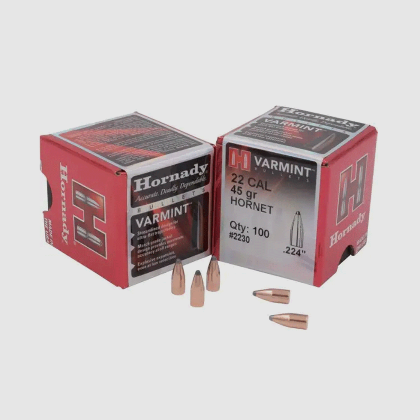 RELOADING BULLE – HORNADY – 22 Cal .224 45 gr HORNET – 2230 (100 PCS)