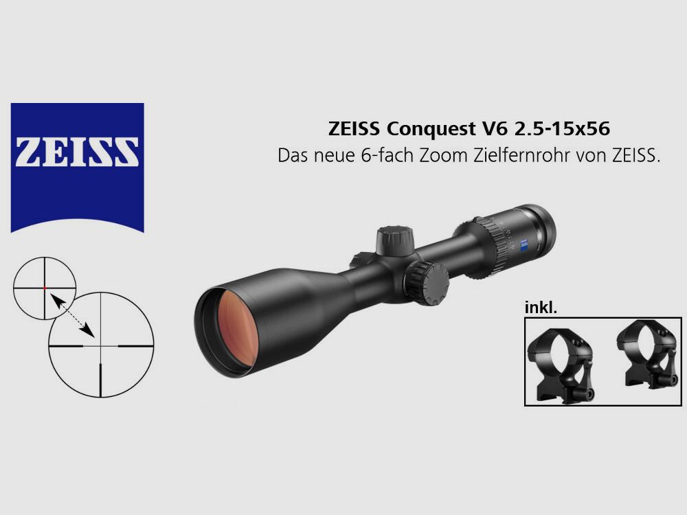 Brenner Komplettpaket:	 Brenner BR20 Nussbaum mit Zeiss V6 2.5-15x56