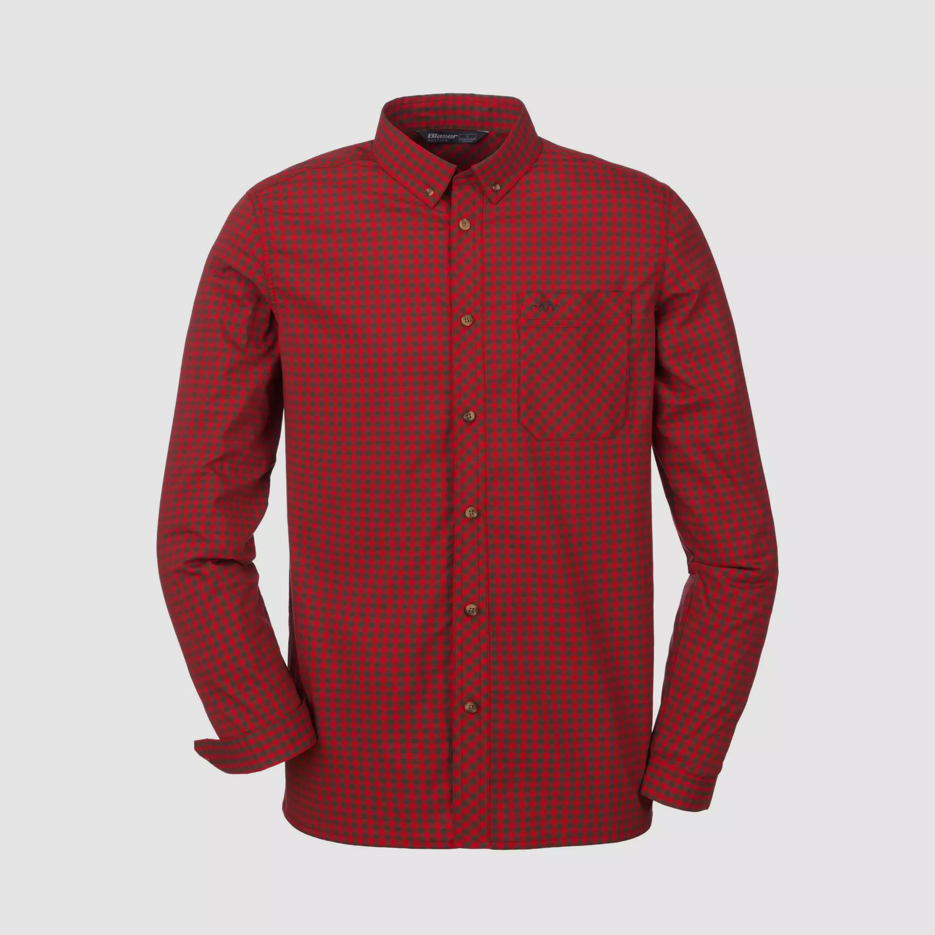 Blaser Serge - Stretch Hemd - Braun / Rot Kariert