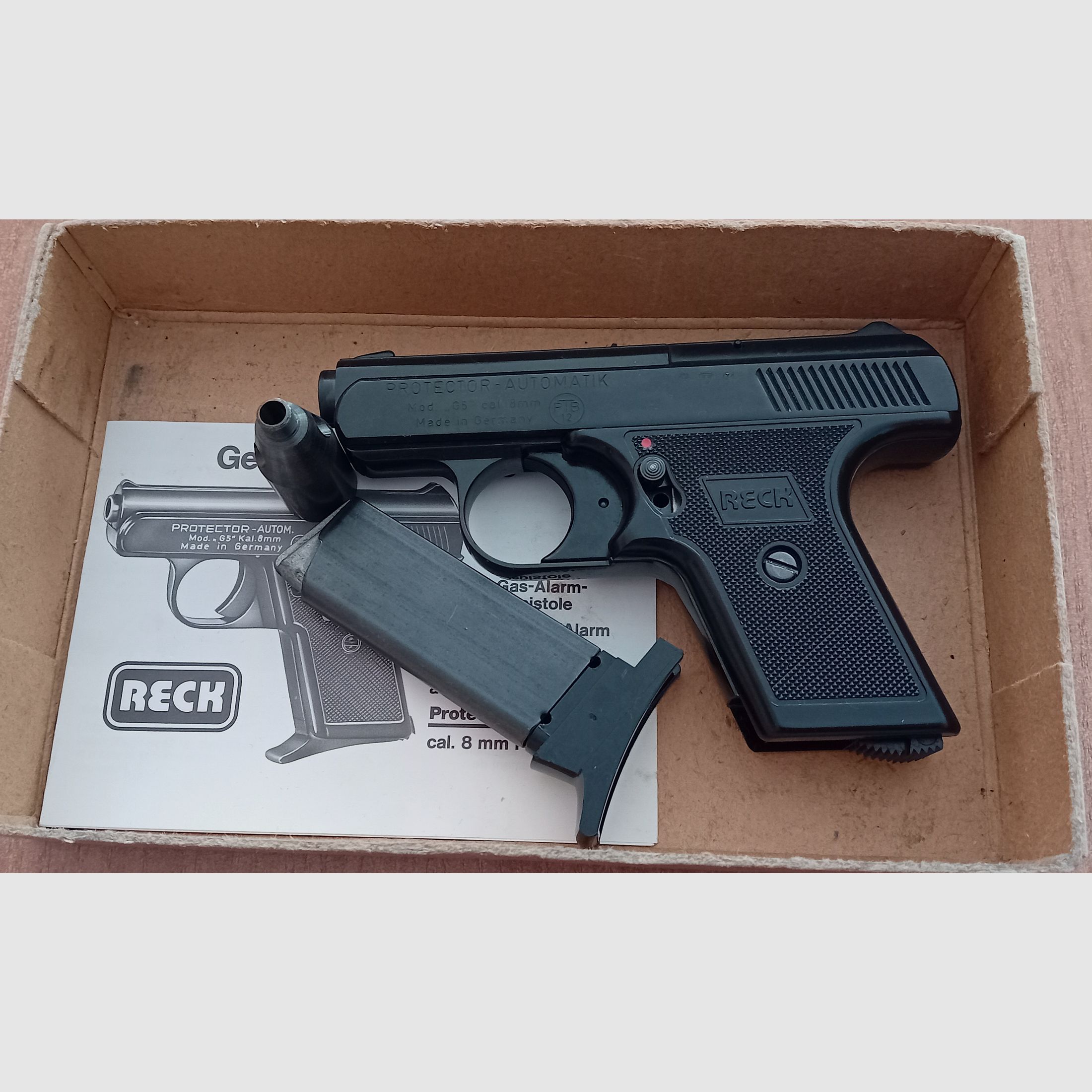 Ancien Reck Protector Autom. Mod. “G5” dans le premier PTB 12/ Cal. 8 mm Knall