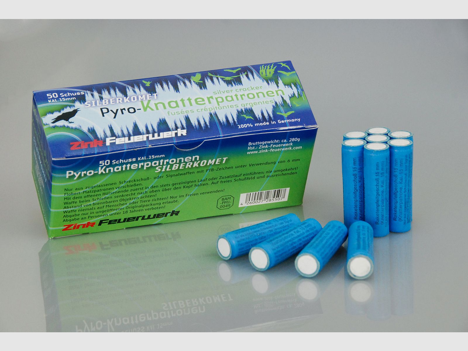 Zinc signal fireworks pyro crackling cartridges, 50 shots