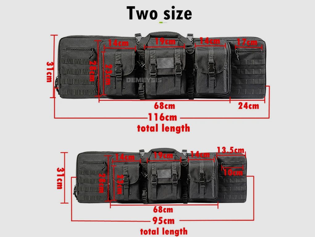 <Tekst>Tactische MOLLE-wapentas voor 2 geweren – 600D Oxford – Rugzak & tas – 95 cm / 116 cm – Airsoft, jacht, schietsport</Tekst>