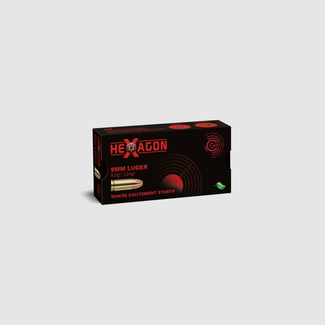 GECO Pistolenmunition 9mmLuger HEXAGON 50 Stk  124grs/8,0g