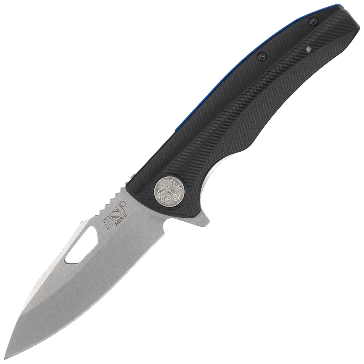 ASP Police Duty Black G10 folding knife, stonewashed AUS-8 (55722)