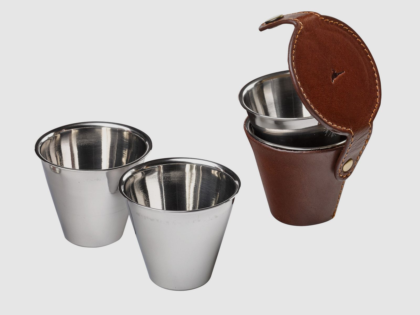 Laksen Lederetui mit 4 Bechern