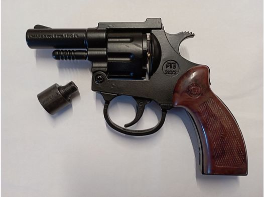 Schreckschuss-Revolver Umarex Mod. 343 Kal. 6 mm Flob., Kipplauf (neuwertig)