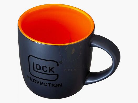 Glock Kaffeehäferl Perfection schwarz/orange
