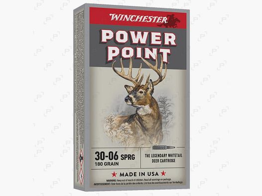 Boite de 20 cartouche à balle de grande chasse WINCHESTER POWER POINT Calibre .30-06 - 180 GR