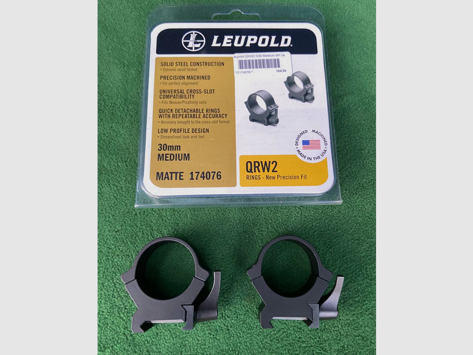 Leupold QRW2 Mounting RINGS 30mm Medium (H=9.13) with quick release lever, steel, matte, zdjęcie 4 z 4