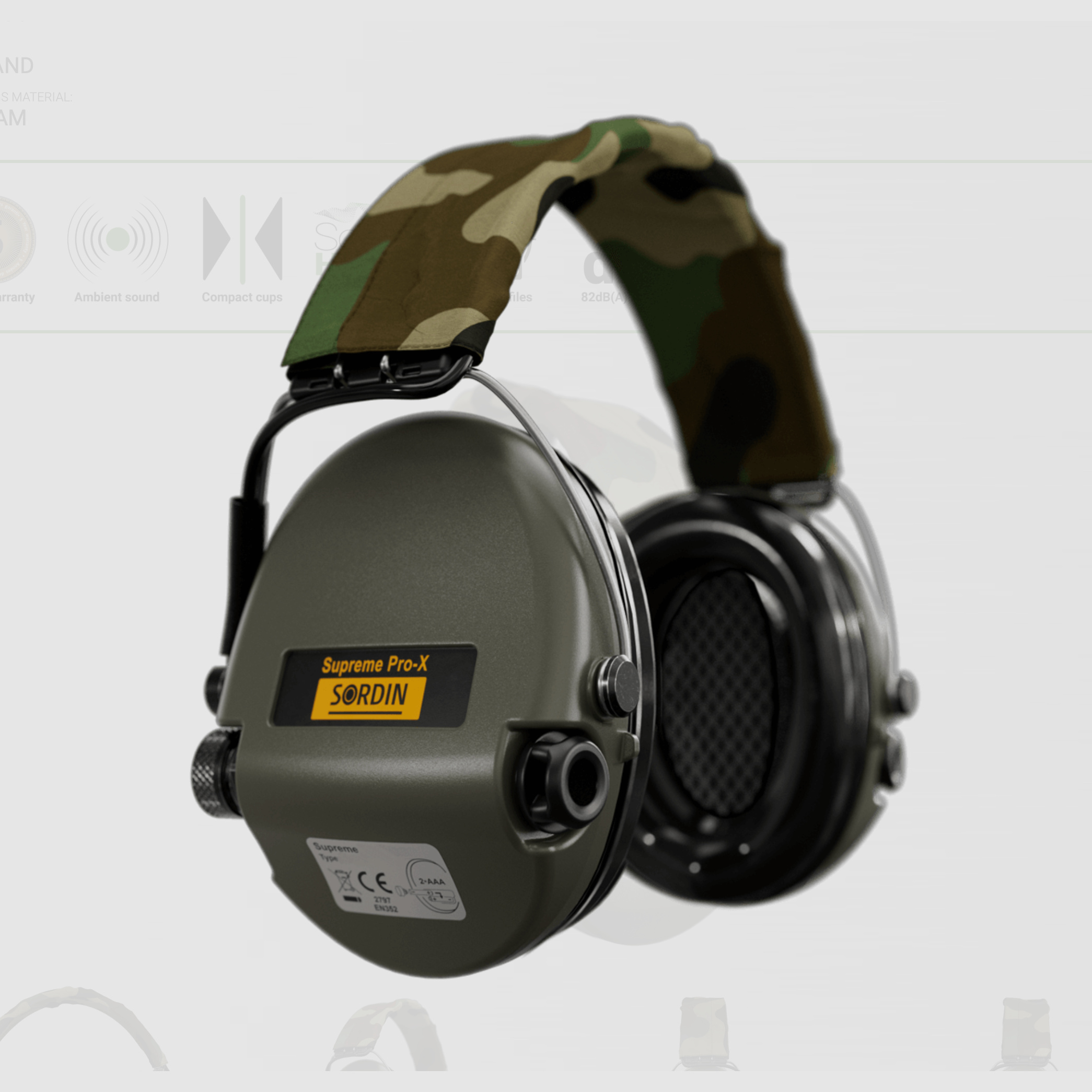 Sordin 75302-X-S Elektronischer Gehörschutz Supreme Pro X Headband Grün Camo