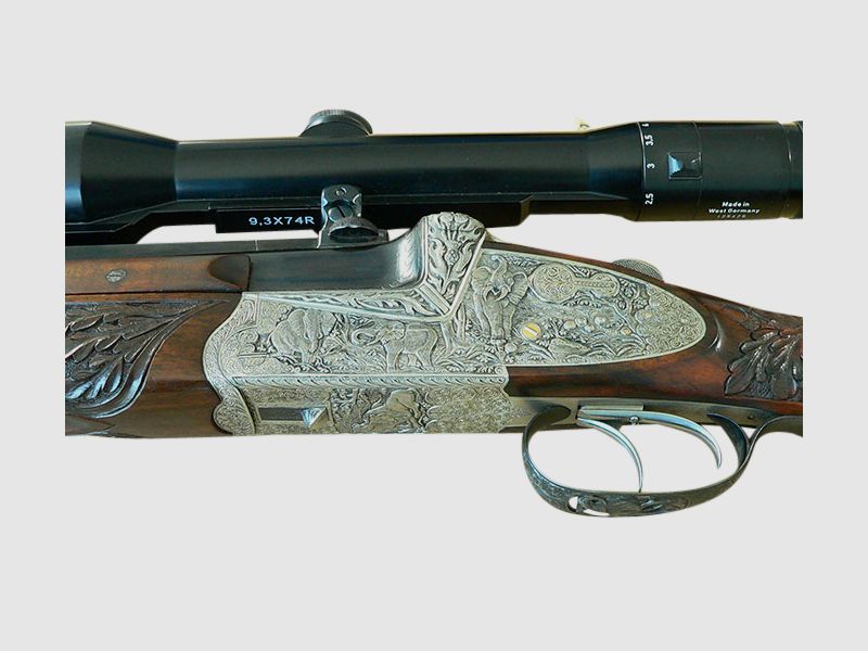 Bockdoppelbüchse Franzoj Ferlach, Kal. 9,3x74R mit ZF