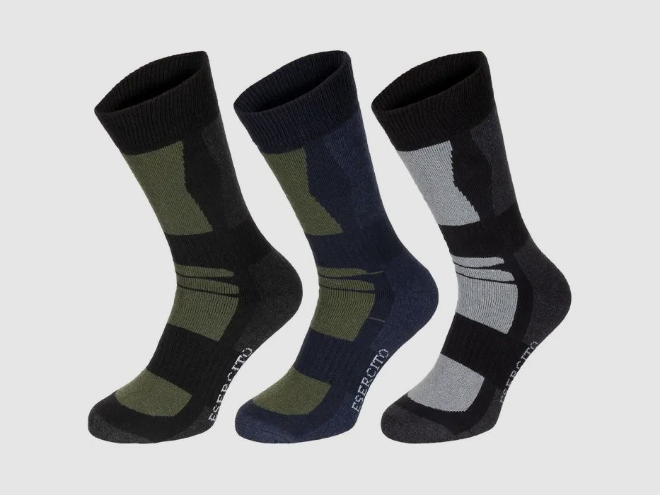 Socken, "Esercito", gestreift, halblang, 3er Pack (43-46)