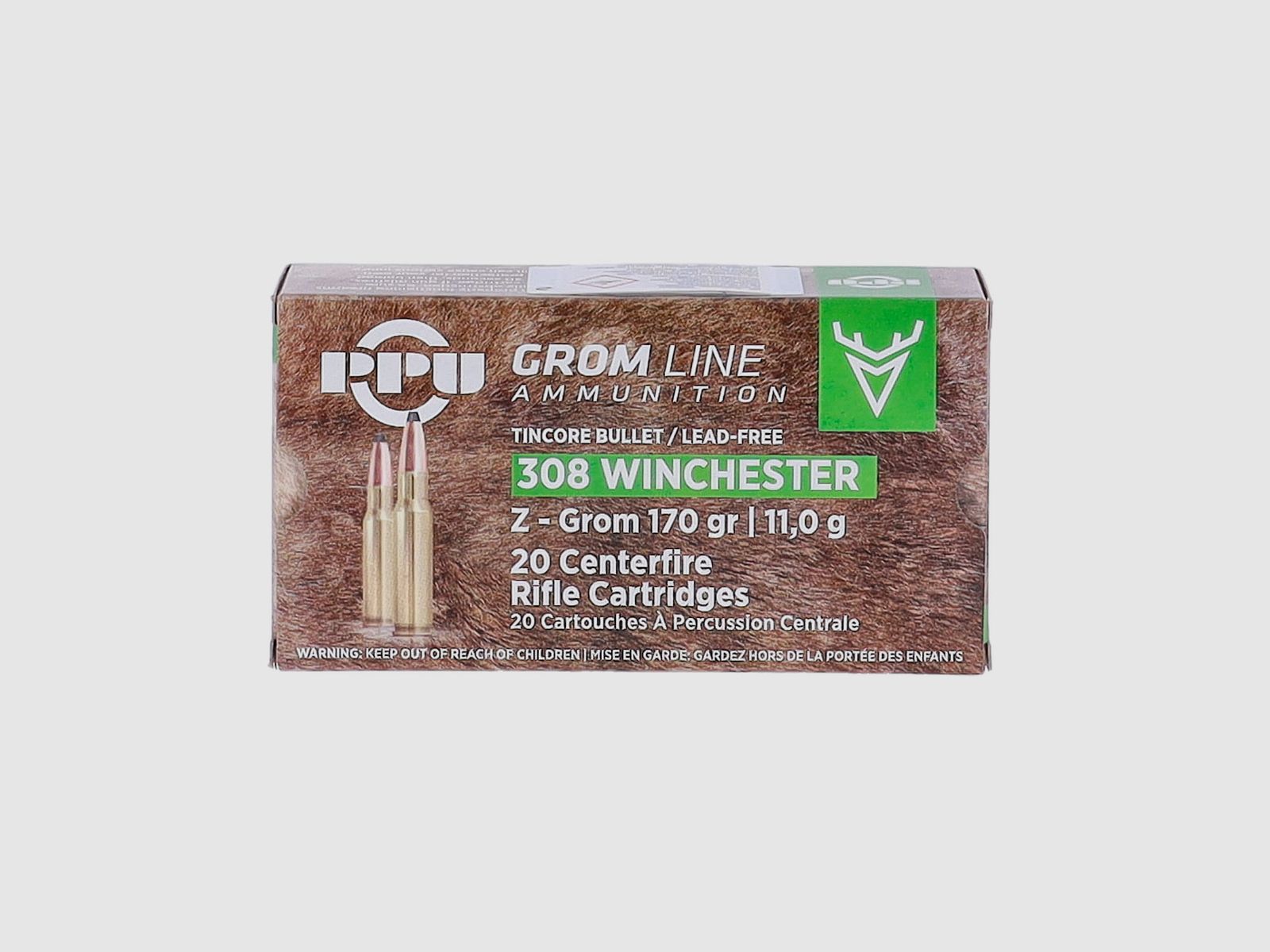 PRVI/PPU Z-GROM loodvrij .308 Win 170 gr. - 20 stuks, afbeelding 1 van 2