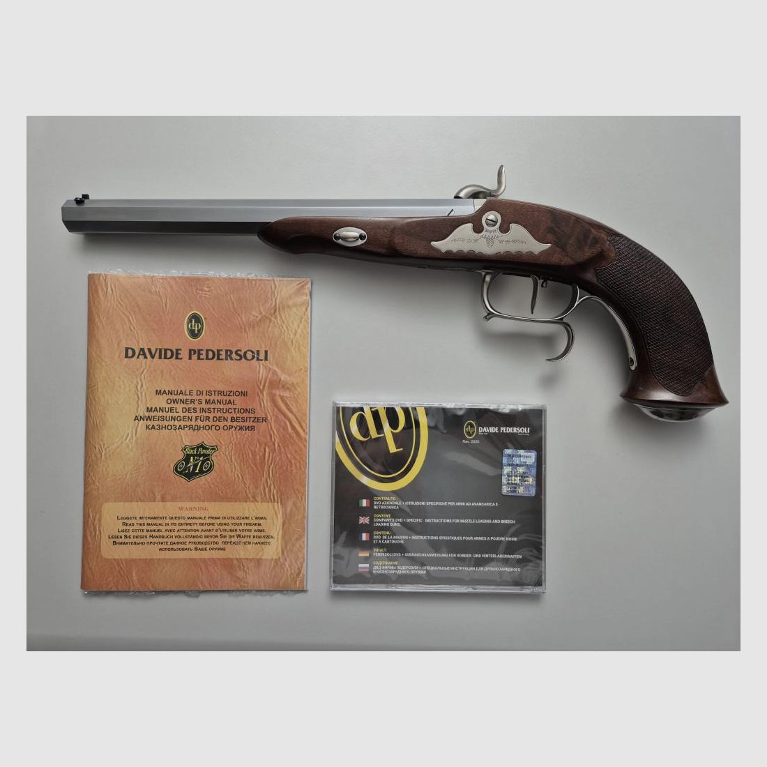 Pistolet à percussion arrière Davide Pedersoli Le Page Target .36 – comme neuf