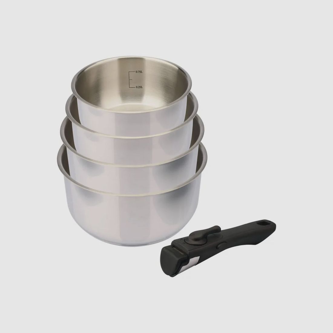 Set aus 4 Edelstahl-Töpfen mit abnehmbarem Griff 14/16/18/20 cm, Bild 6 von 10