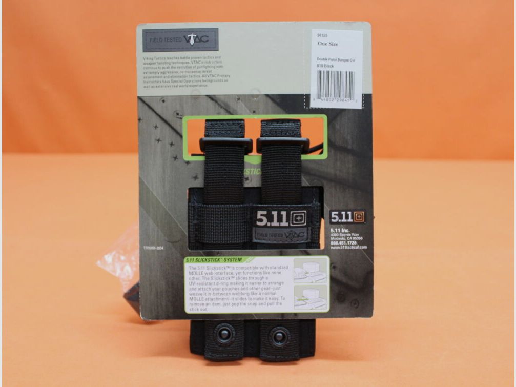 5.11 5.11 Double Pistol Bungee/Cover (56155) 019 Black Magazine pouch for 2 pistol magazines