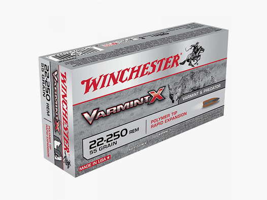 Winchester Varmint-X .22-250 Rem. 55GR Polymer Tip 20 cartuchos