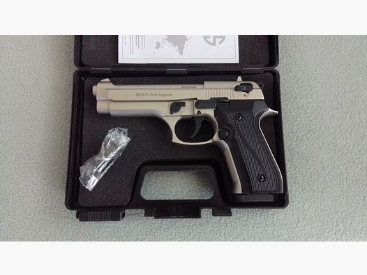 Ekol Firat Magnum Niquelado Sin Disparar PTB1112 Pistola de Salva 9mm P.A.K.
