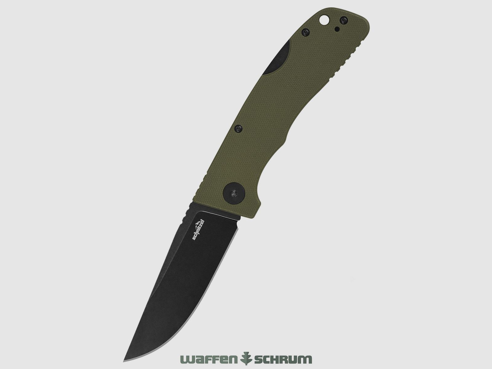 Schnitzel Outdoo Taschenmesser KVAR rostfreier 14C28N-Stahl mit Blackwashed-Finish grün - schwarz