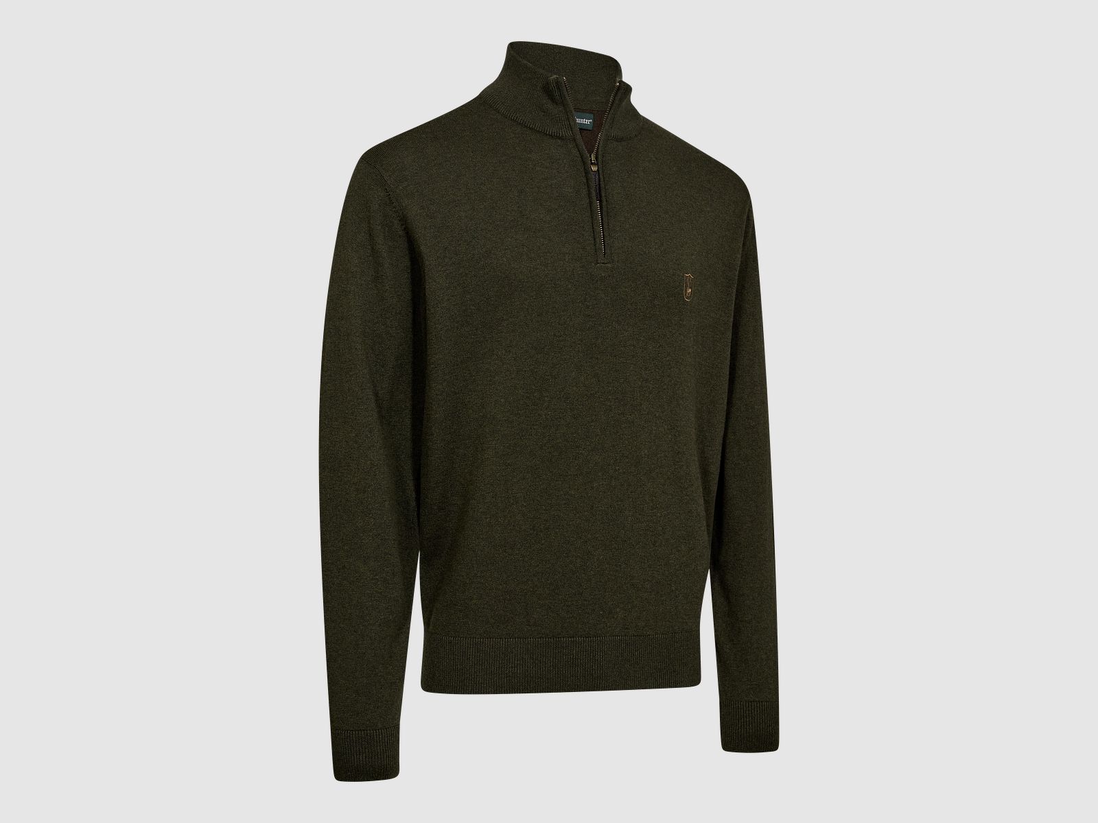 Harrington 1/2-Zip Strickpullover - Forest Ember Melange – Größe: 2XL
