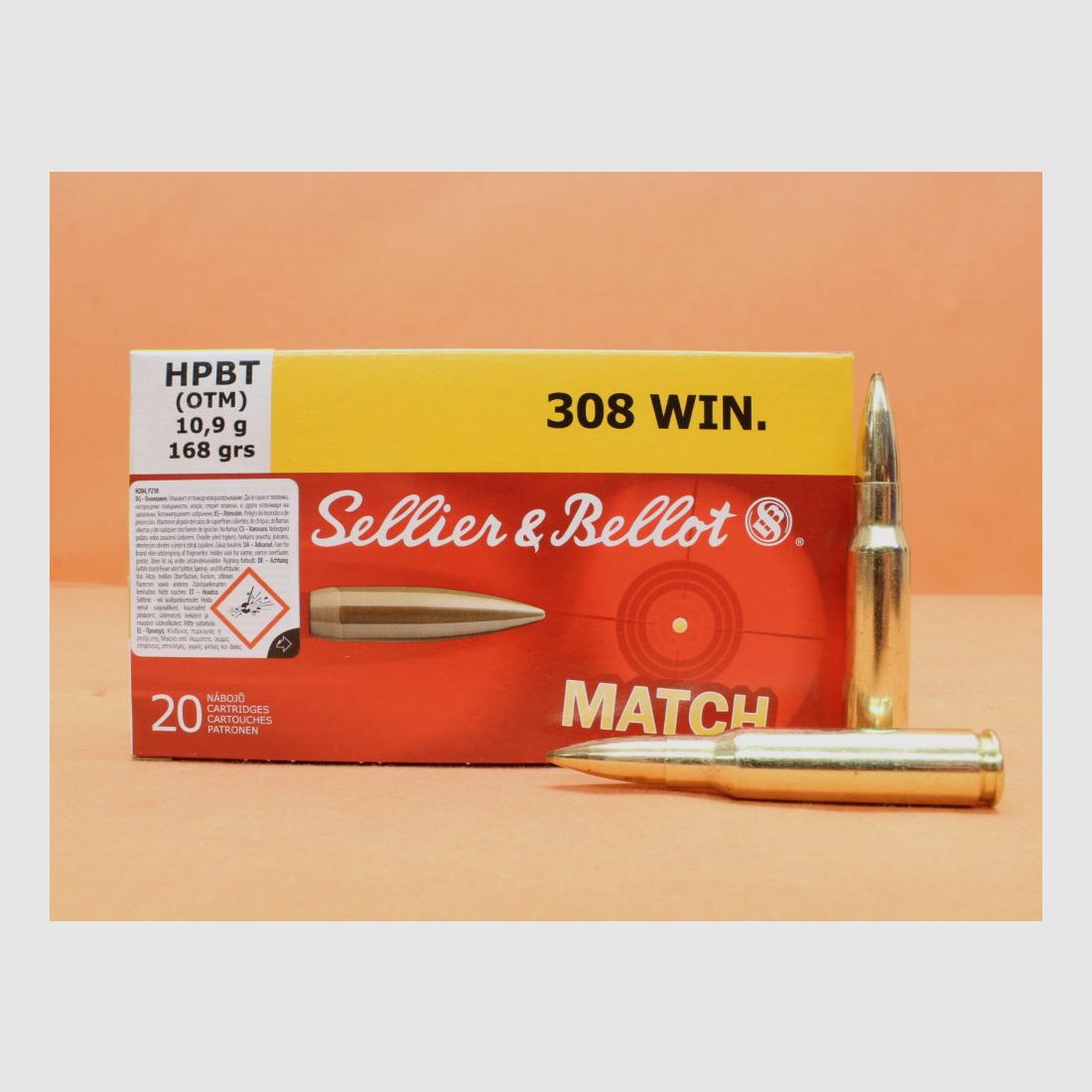 S&B/ Sellier&Bellot cartridge .308Win S&B 168grs HPBT OTM Match