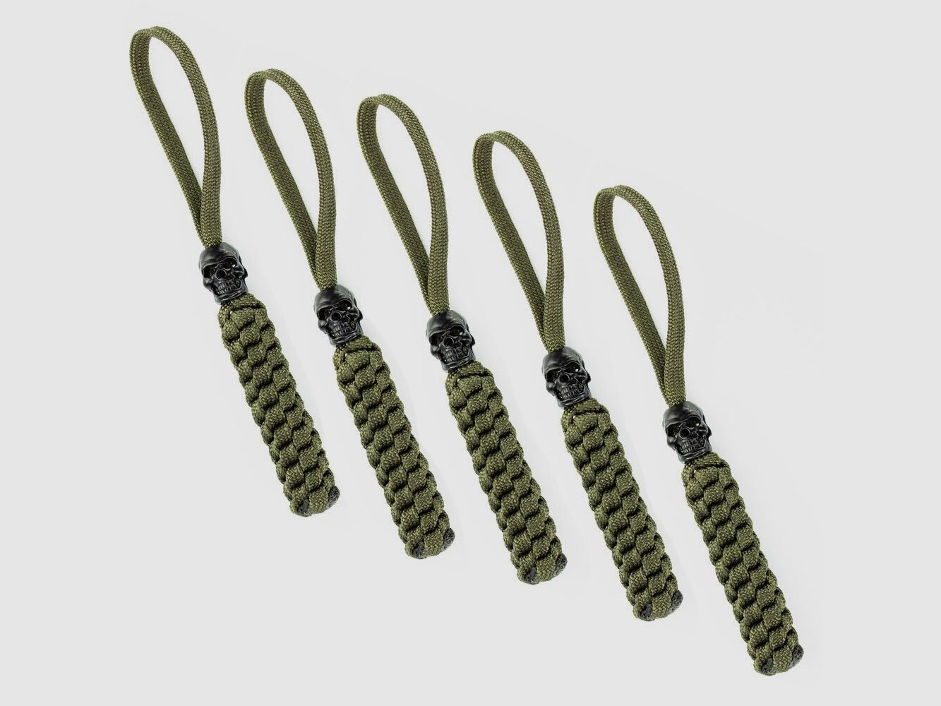 Lanyard mit Totenkopf 5er Sparset Oliv