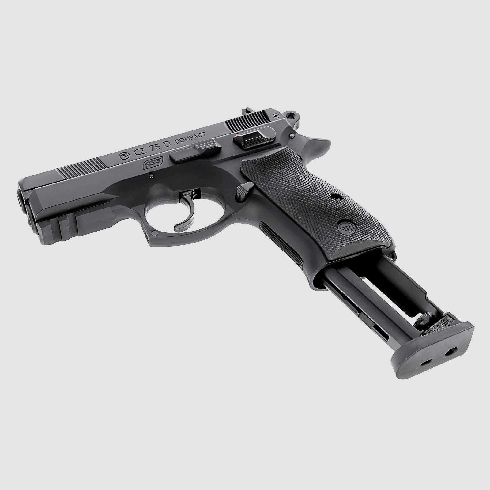 Luftpistolenset CZ75D Compact 4,5 mm Stahl BB Black Co2-Pistole Non Blow (P18) + 10 Co2-Kapseln + 1500 Stahl-BB's 4komma5