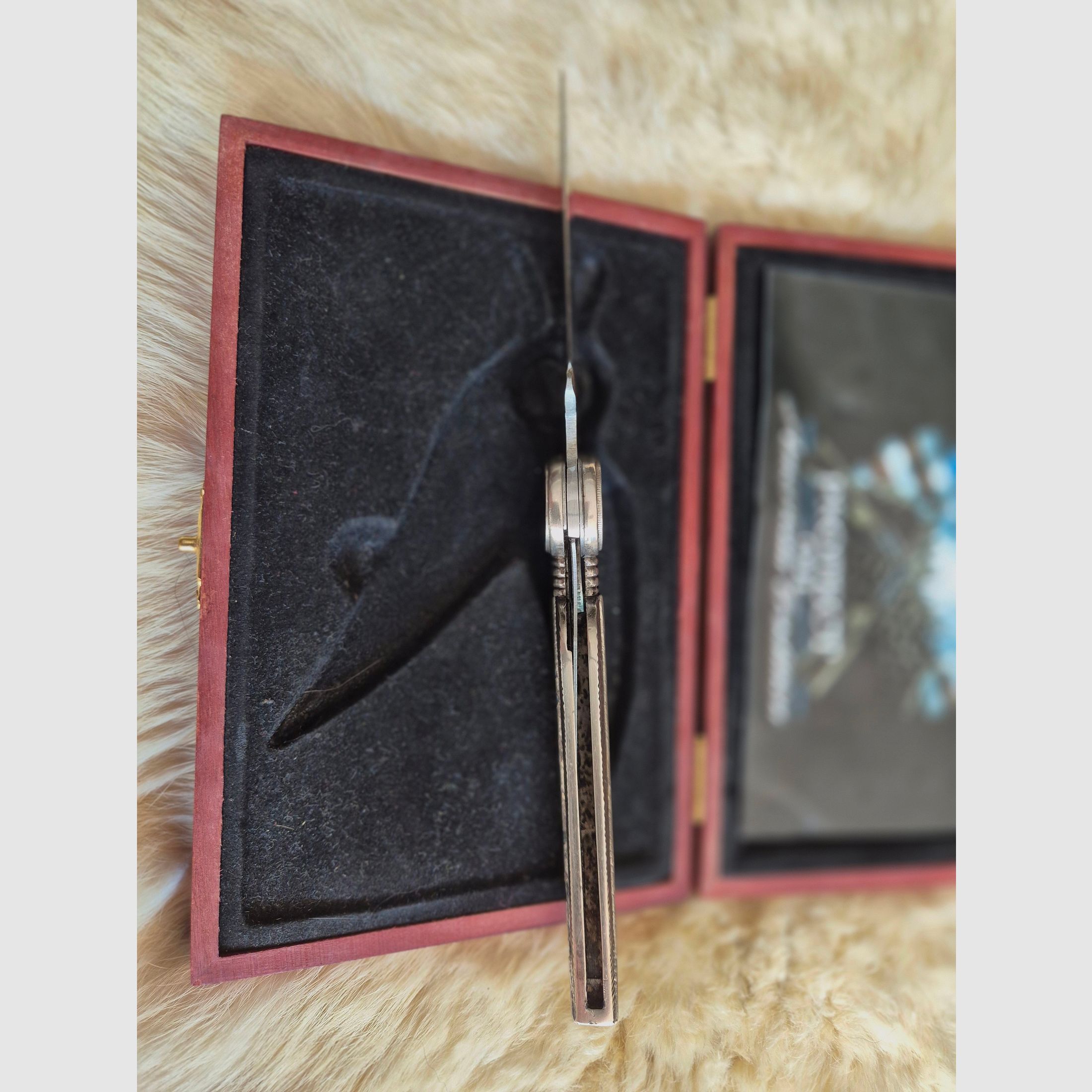 Taschenmesser in Form einer Feder mit Schatulle