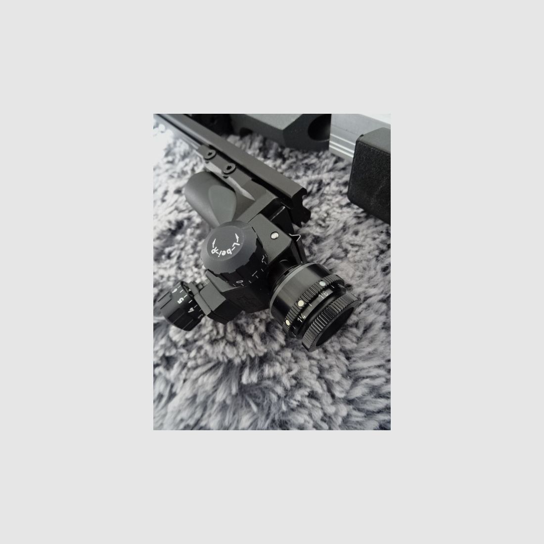 Anschütz 9015 Alu ondersteuning luchtgeweer - kleur irisfilter - stabilisator - origineel accessoire - koffer - 1e hand - weinig gebruikt