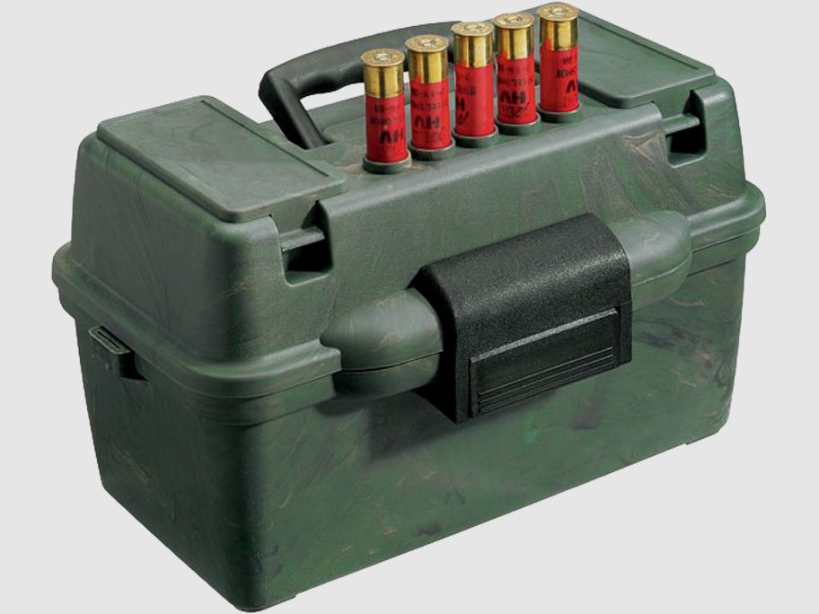 MTM Deluxe Scatola per cartucce a pallini SF-100D-09 camo con manico per il trasporto per 100 cartucce a pallini .12 / .20