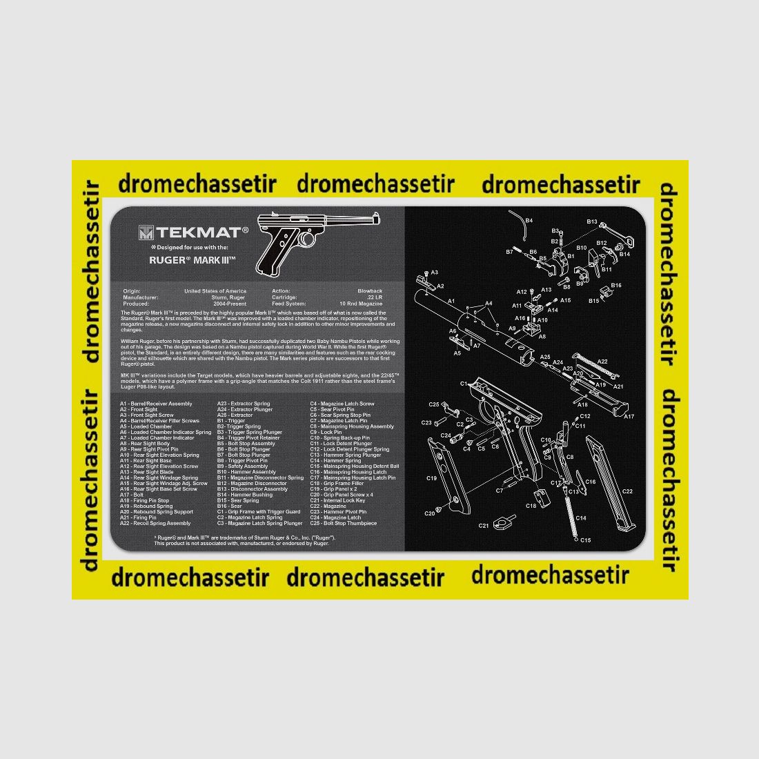 Reinigungstuch Neopren Dekor Pistole Browning Ruger MK3