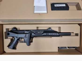 Self-loading rifle Scorpion Evo 3 S1 Carbine 9mm Luger with fake suppressor