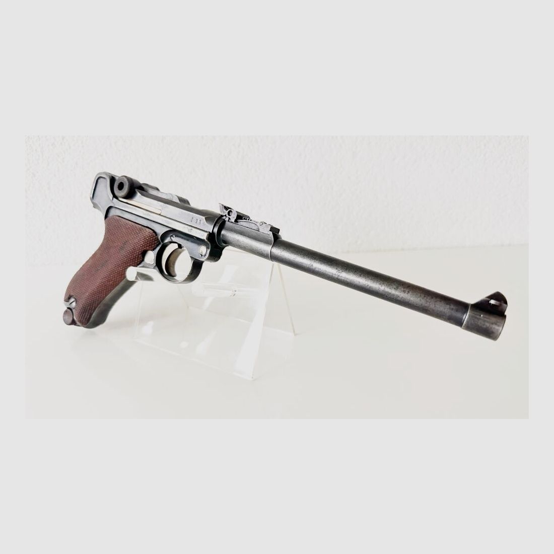 DWM Mod. Ari-08 pistola lunga con calcio, caricatore a tamburo 32 colpi 9mm Luger