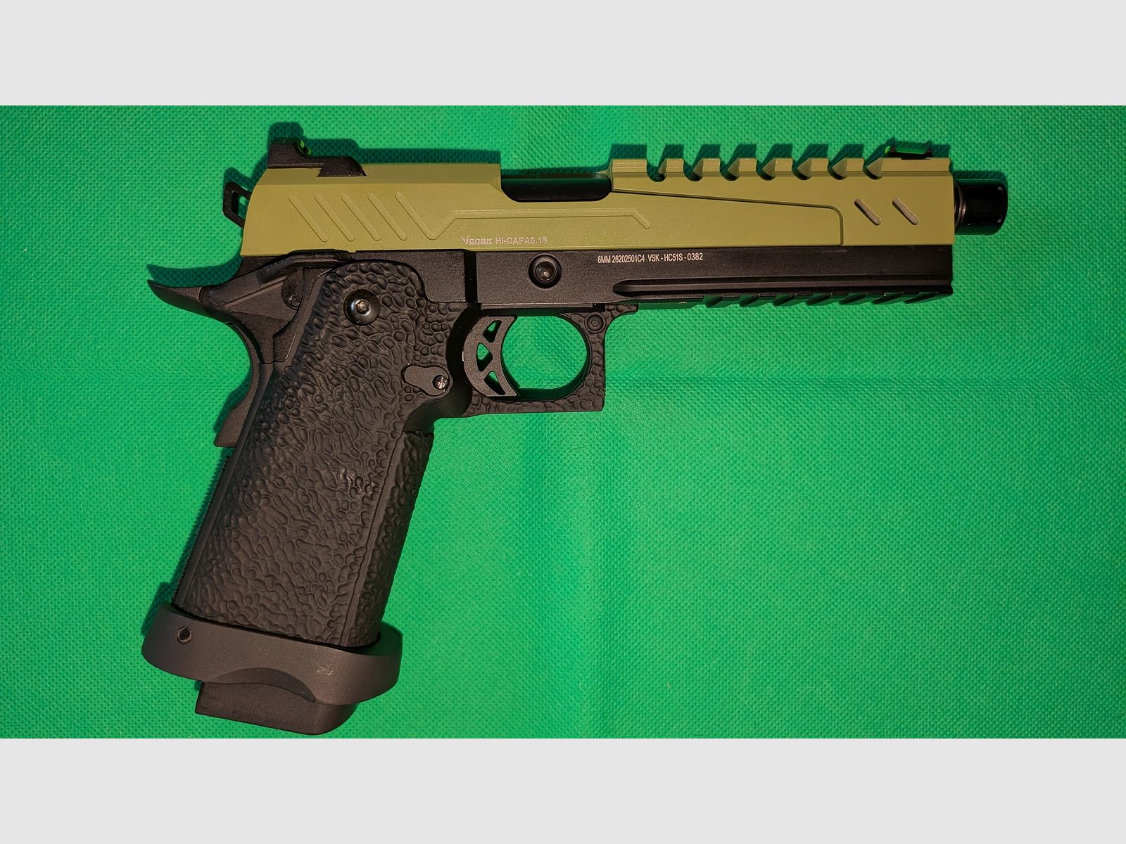 Vorsk Airsoft Hi-Capa 5.1 Split-Slide Vollmetall GBB 6mm BB inkl. Pistolenkoffer, versandkostenfrei in D
