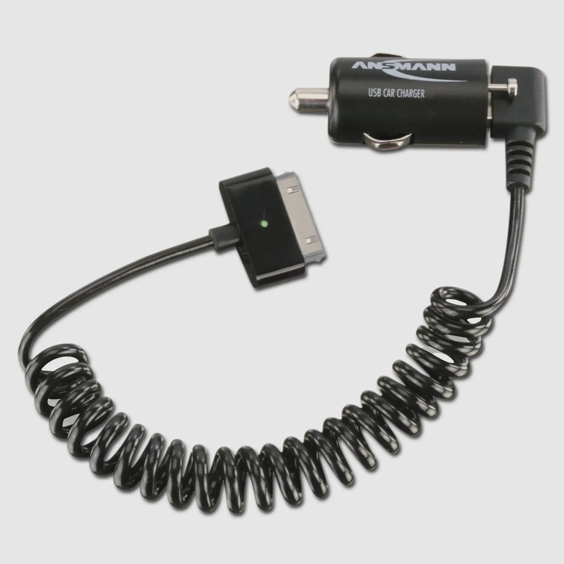 Ansmann caricabatterie USB per auto & cavo a spirale Apple® 2.1A