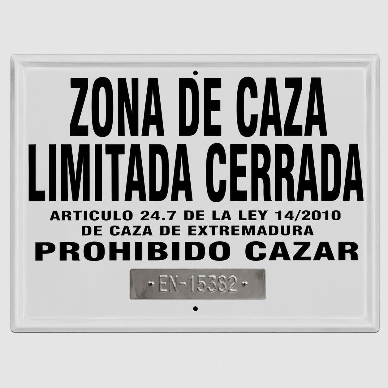 Tafel Jagdzone Geschlossen Verboten zu Jagen Extremadura 50x33 cm