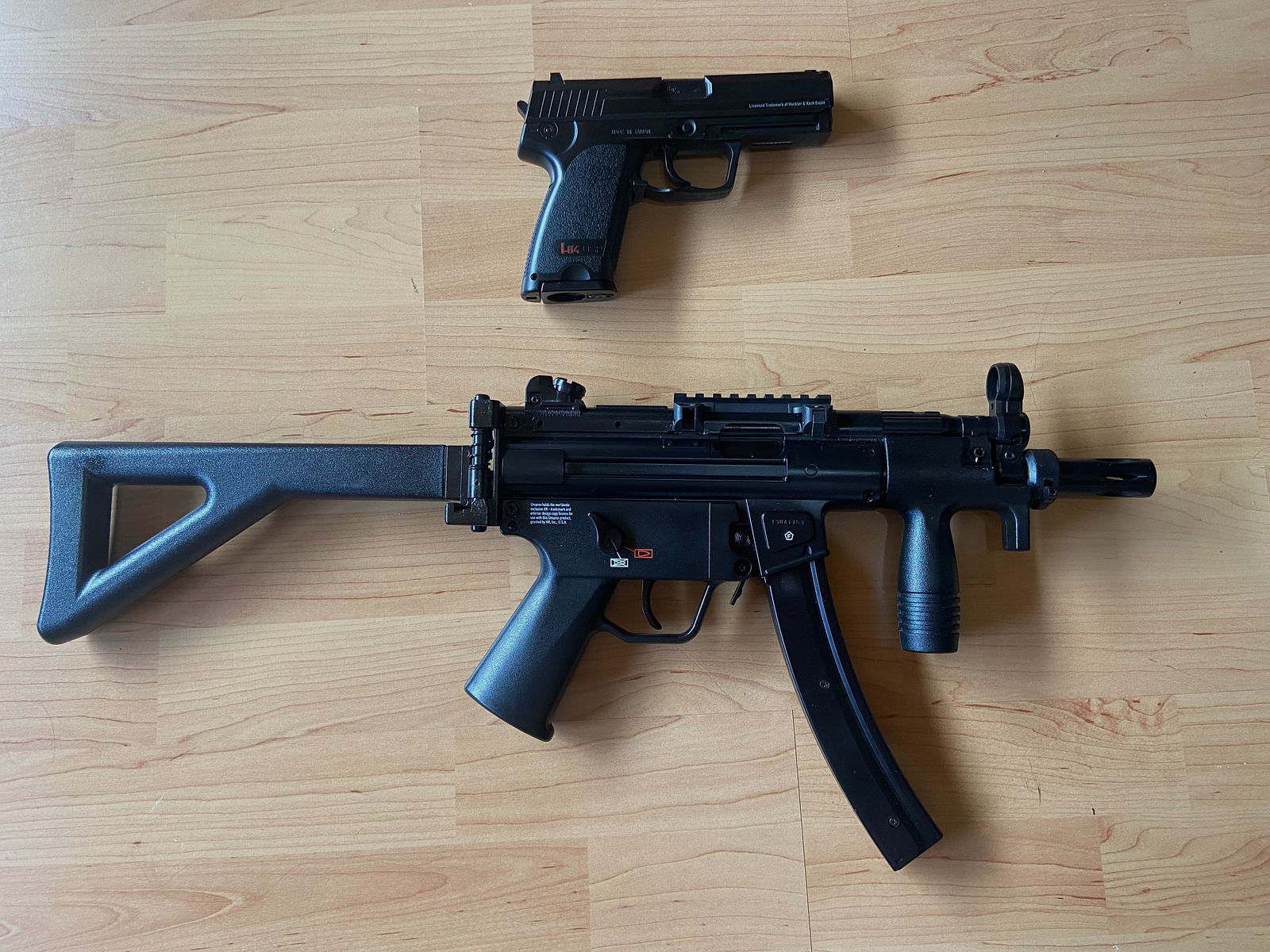 HK USP CO2 Pistole NBB + MP5 K-PDW CO2 GBB 4,5 mm Gebraucht