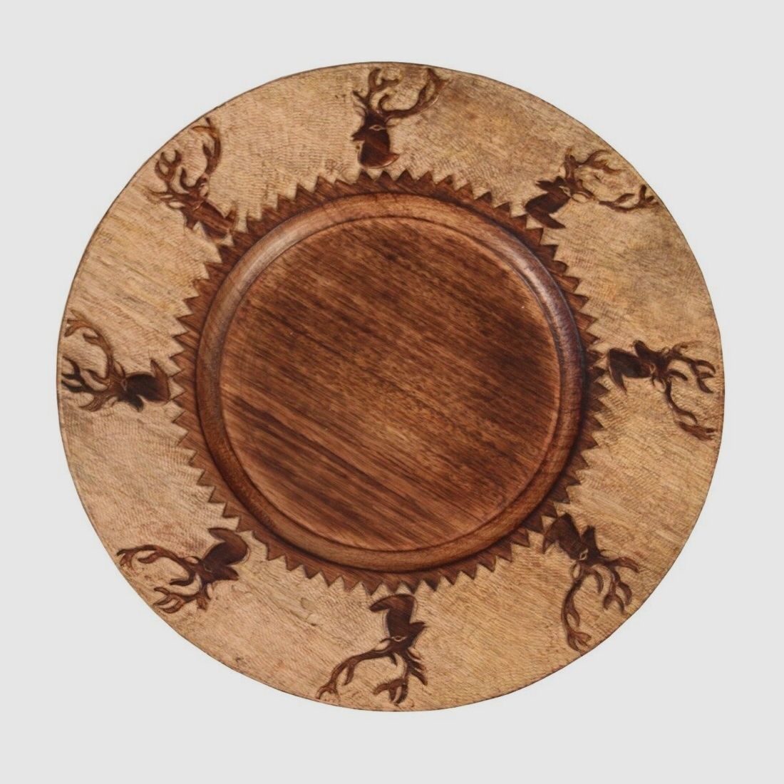 Plato de pared Lovergreen arte de la mesa motivo cabeza de ciervo madera