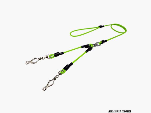 DUBBELE TERMINAAL HONDENRIEM MET KLEM (GROEN) 130cm