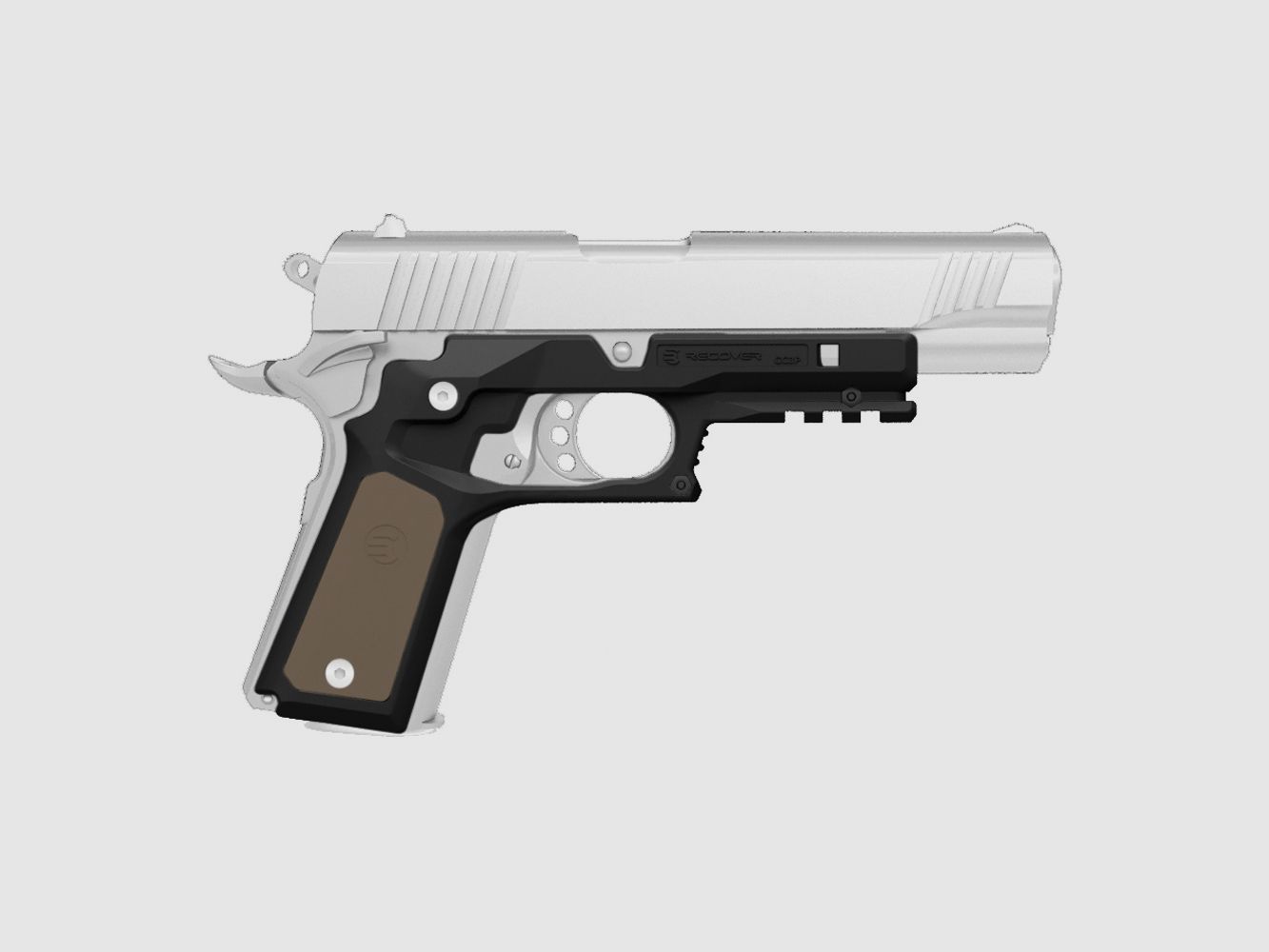 Recover CC3PGBG Grip and Rail System für 1911 Schwarzer Rahmen / Schalen Schwarz + Desert Tan