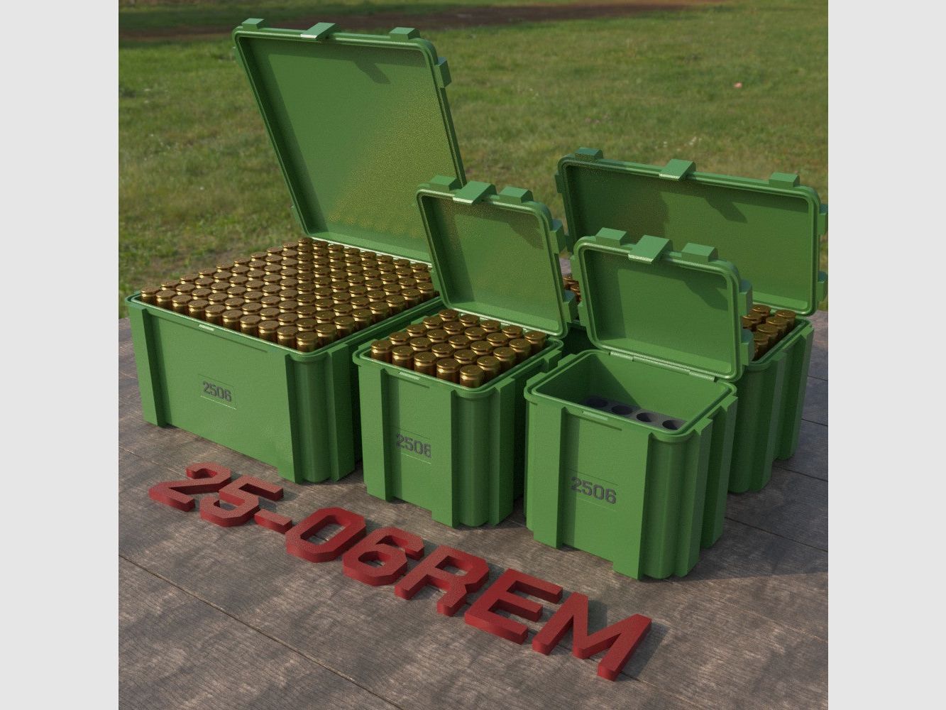 Filamelt Munitionsbox / Ammo Box .25-06 Remington – Patronenbox ‘Klappdeckel’ – 20 / 25 / 50 / 100 Runden