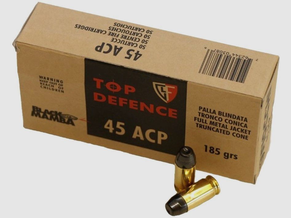 FIOCCHI BlackMamba Ammunition – 45 ACP – 185 grains – hollow point, image 1 of 2