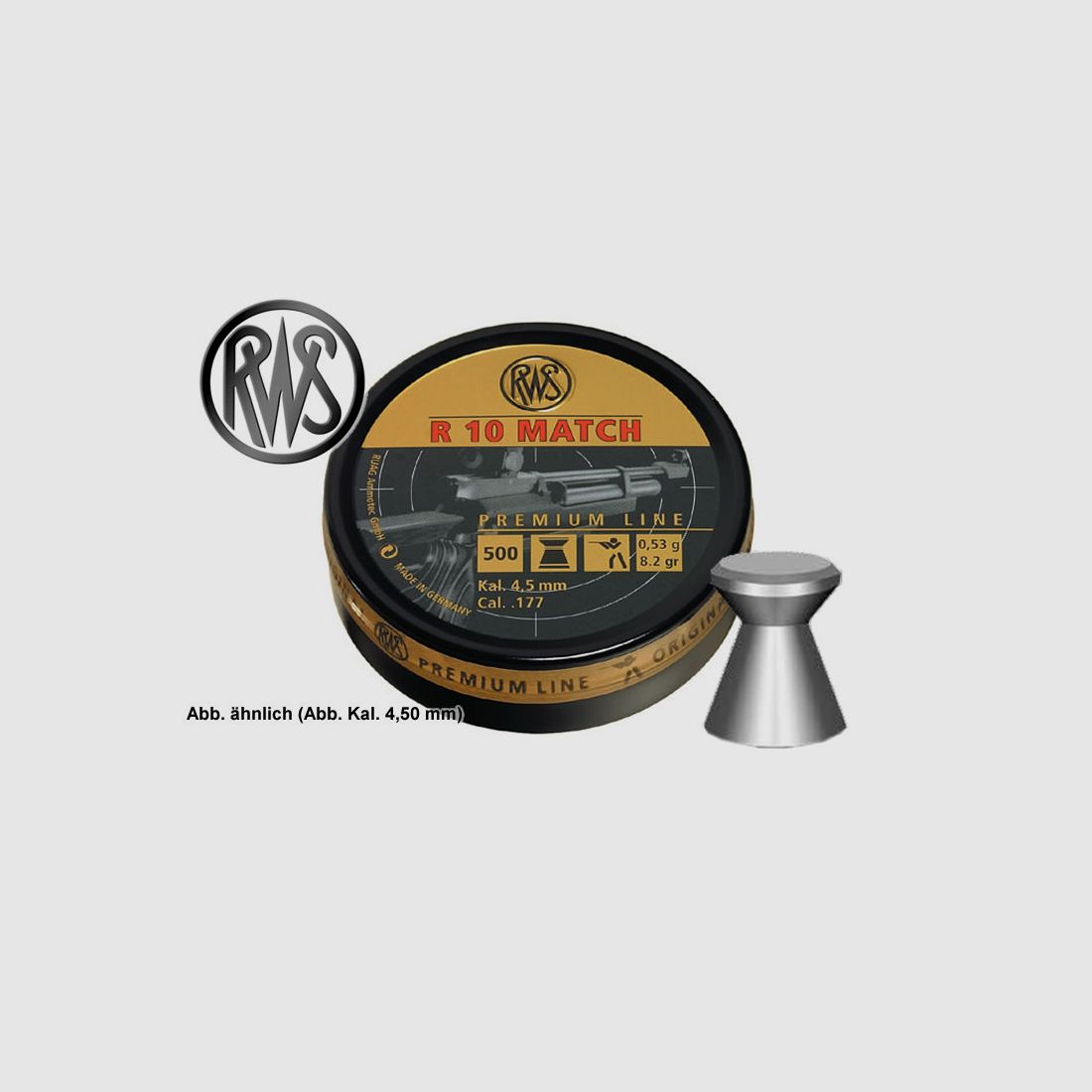 500 StĂĽck RWS Flachkopf-Diabolo R10 MATCH, Luftgewehr, Kal. 4,50 mm, 0,53 g