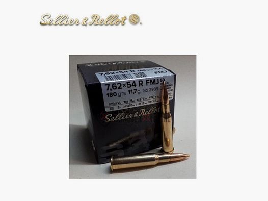 50 patronen S&B Kal. 7,62x54R 180gr FMJ