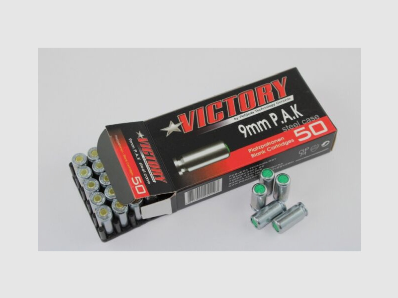 Pobjeda Technology Victory Platzpatronen Kal. 9 mm P.A.K. Platzpatronen - 50 Stück