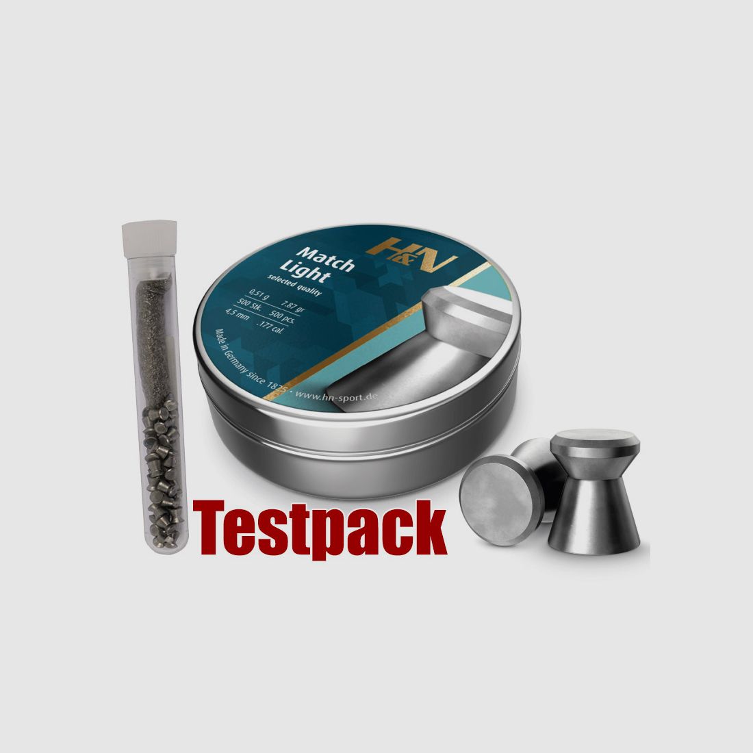 Testpack Flachkopf Diabolos H&N Finale Match Light Kaliber 4,5 mm 0,51 g glatt 40 StĂĽck