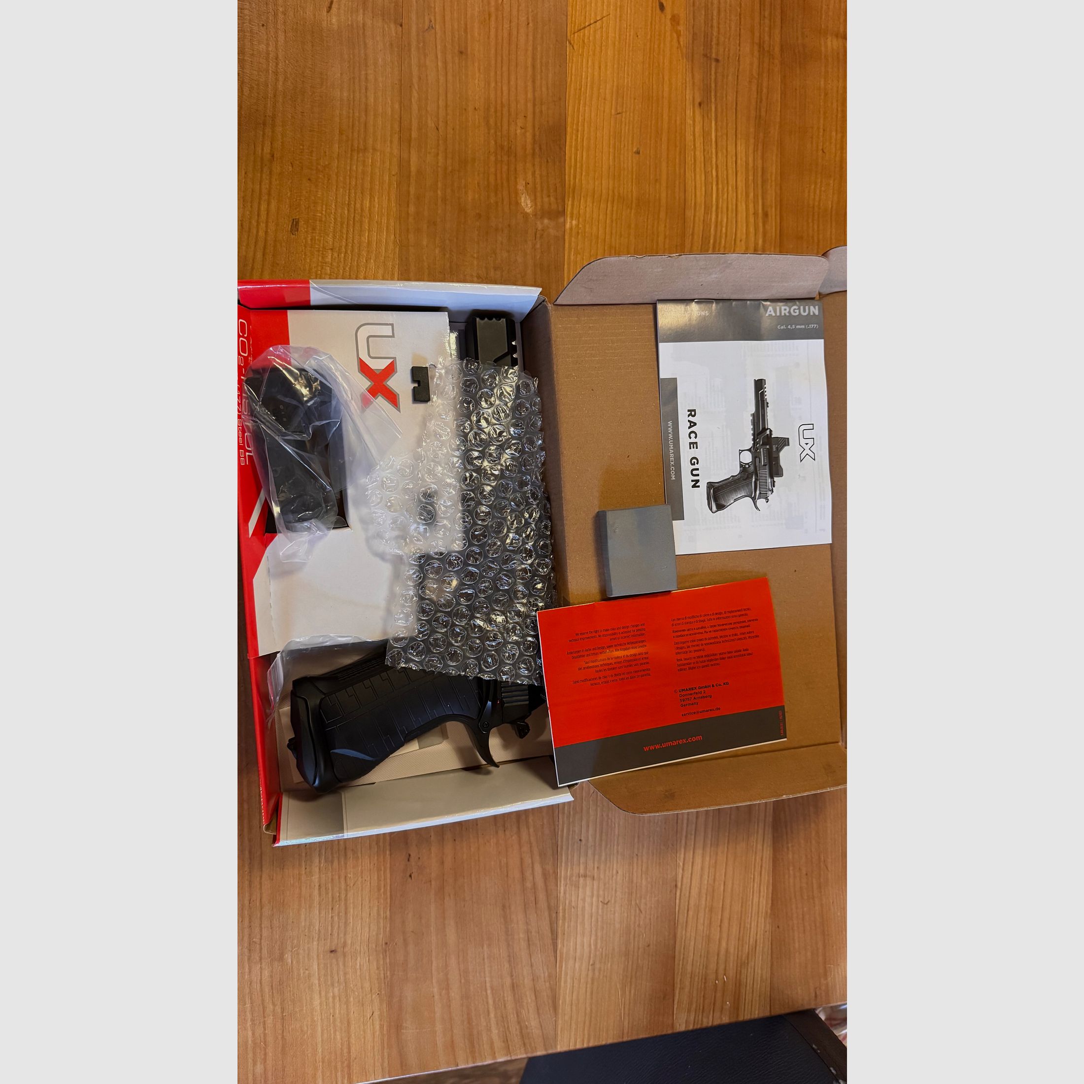 Umarex Ux Racegun BB Airgun Pistole + Red Dot & Fibre Optics + ca 1000 4.5mm BB