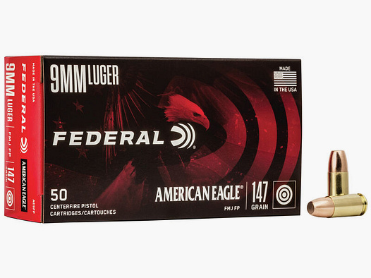 Federal American Eagle 9mm Luger 147GR FMJ 50 cartucce