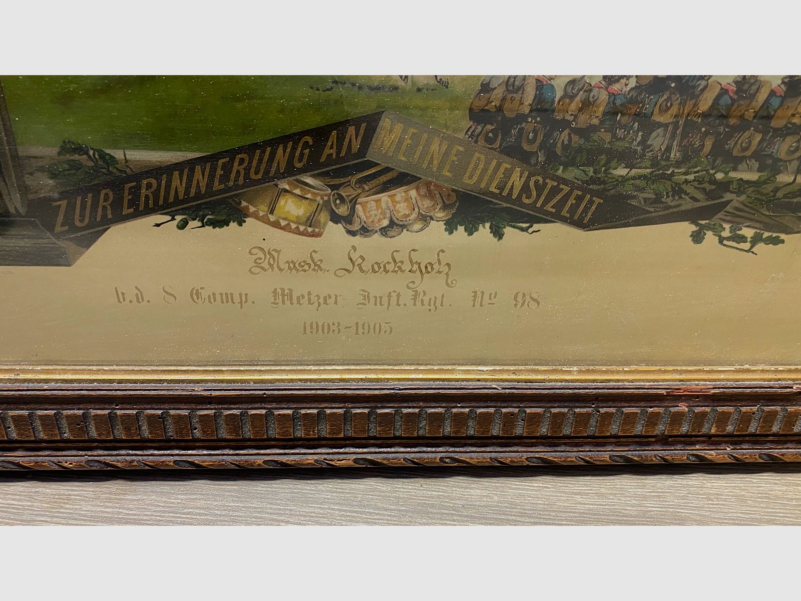 Pfeifenkopf mit Reservistenbild,  Reservistenpfeife,  Porzellan, Reservisten , Rockholz 1905